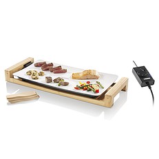 Ceramic Teppanyaki Table Grill with Bamboo Stand